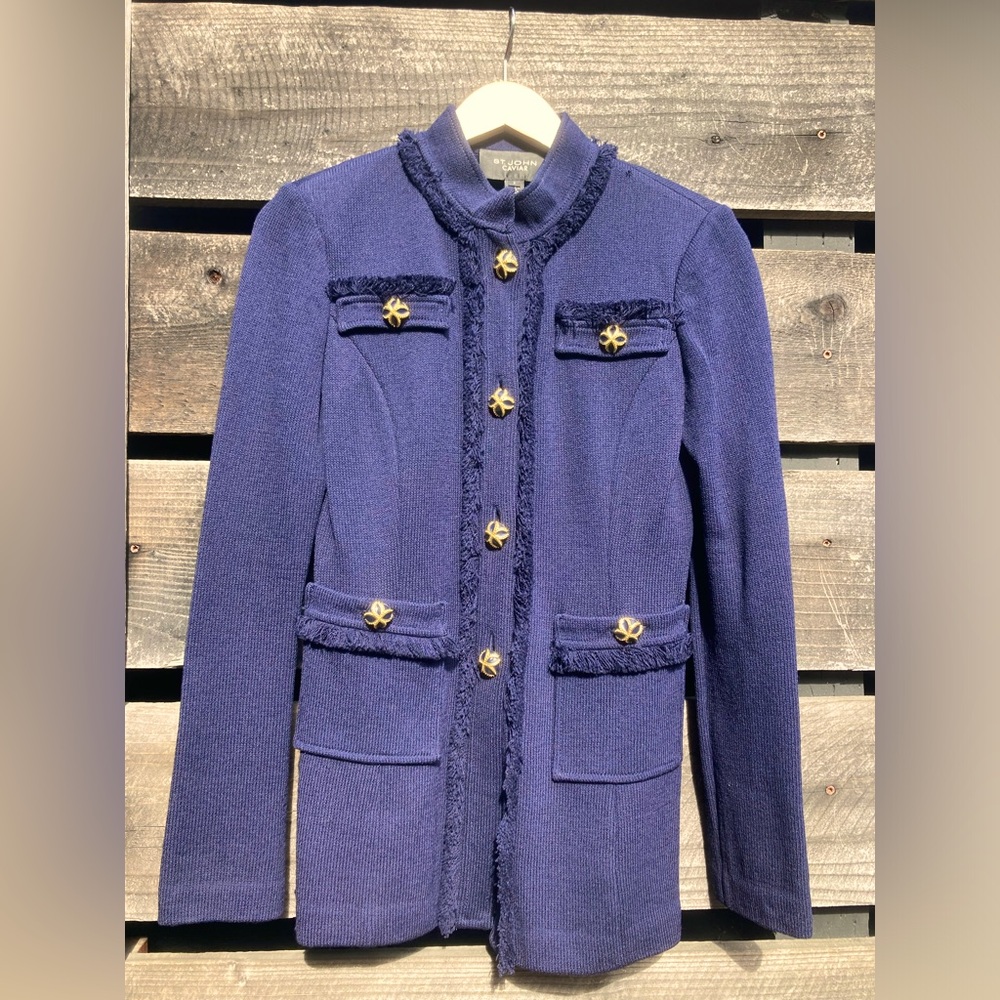 St. John Caviar | Knit Jacket/Cardigan | Size 4 | Color: Blue/Navy